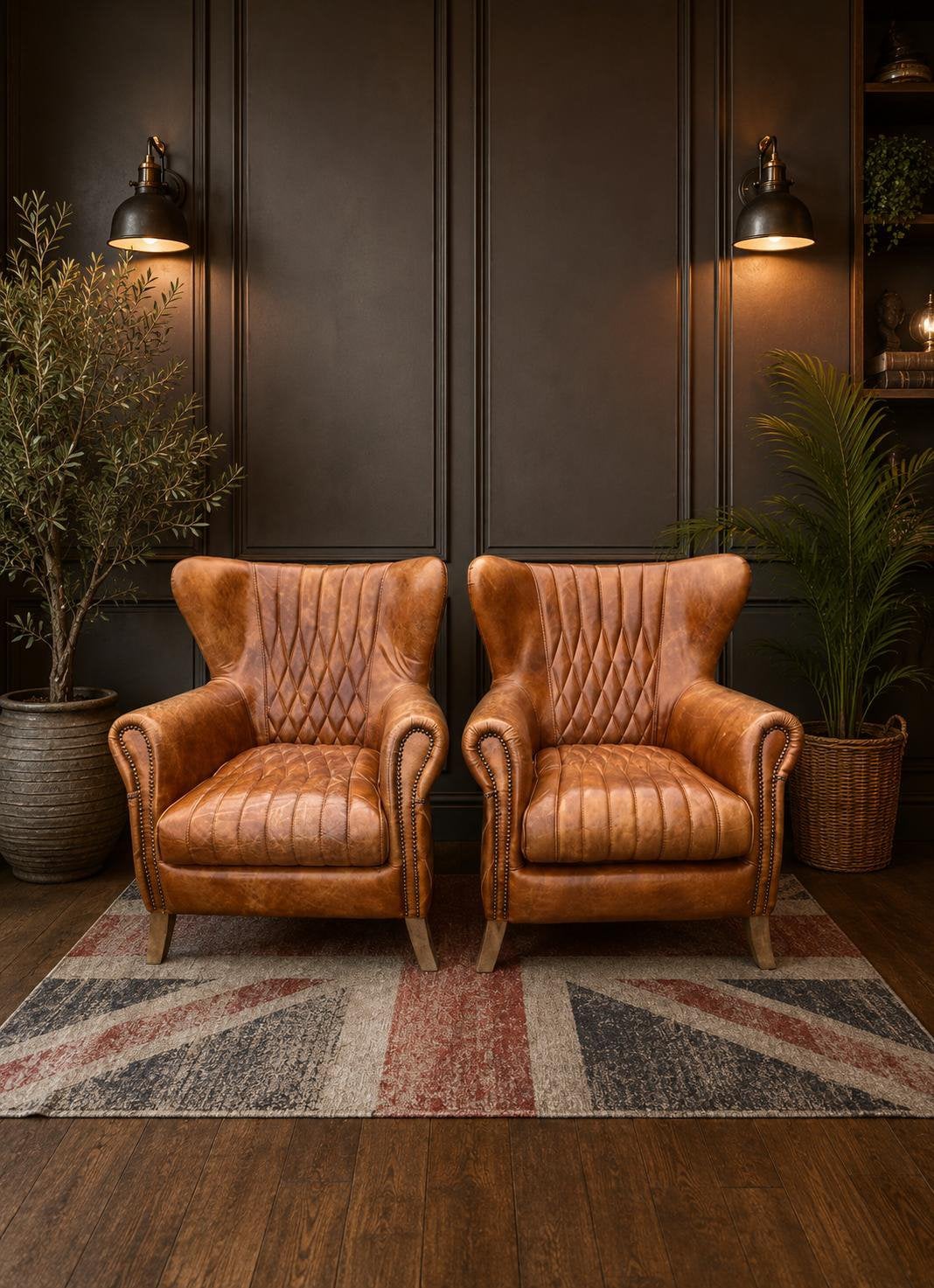 Twee Prachtige leren Oorfauteuils merk lifestyle, Huis en Inrichting, Fauteuils, Ophalen, Lifestyle, 75 tot 100 cm, Lifestyle