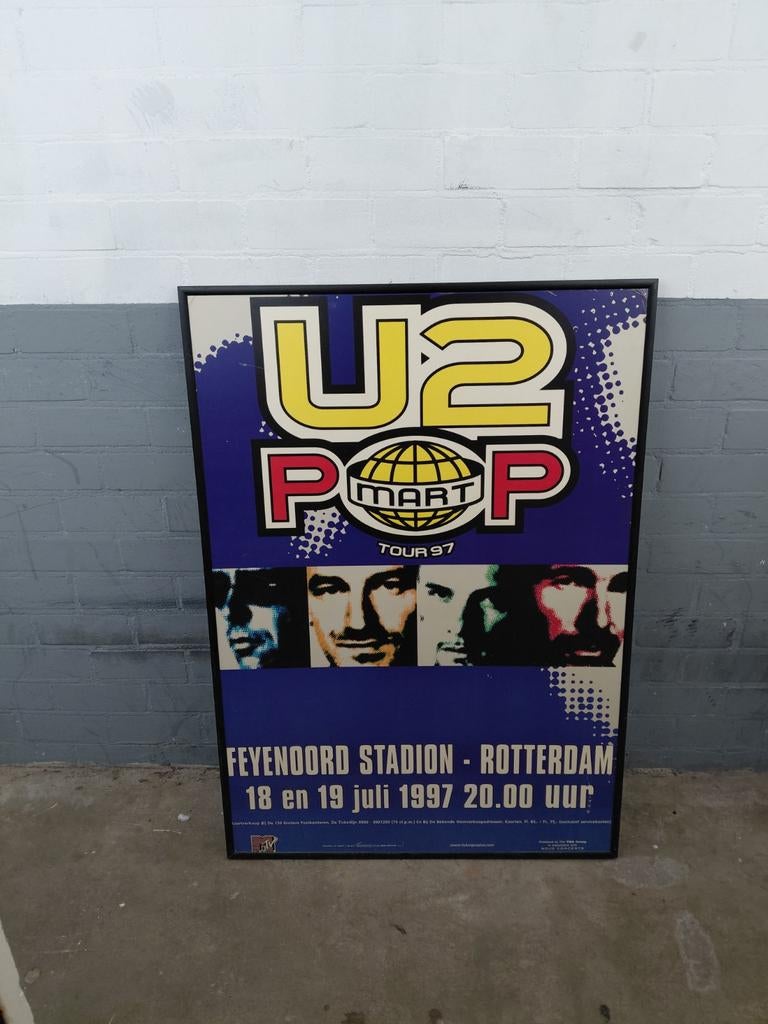 U2 PopMart Tour '97 Poster - Feyenoord Stadion Rotterdam, Ophalen, Met lijst, A1 t/m A3, Muziek