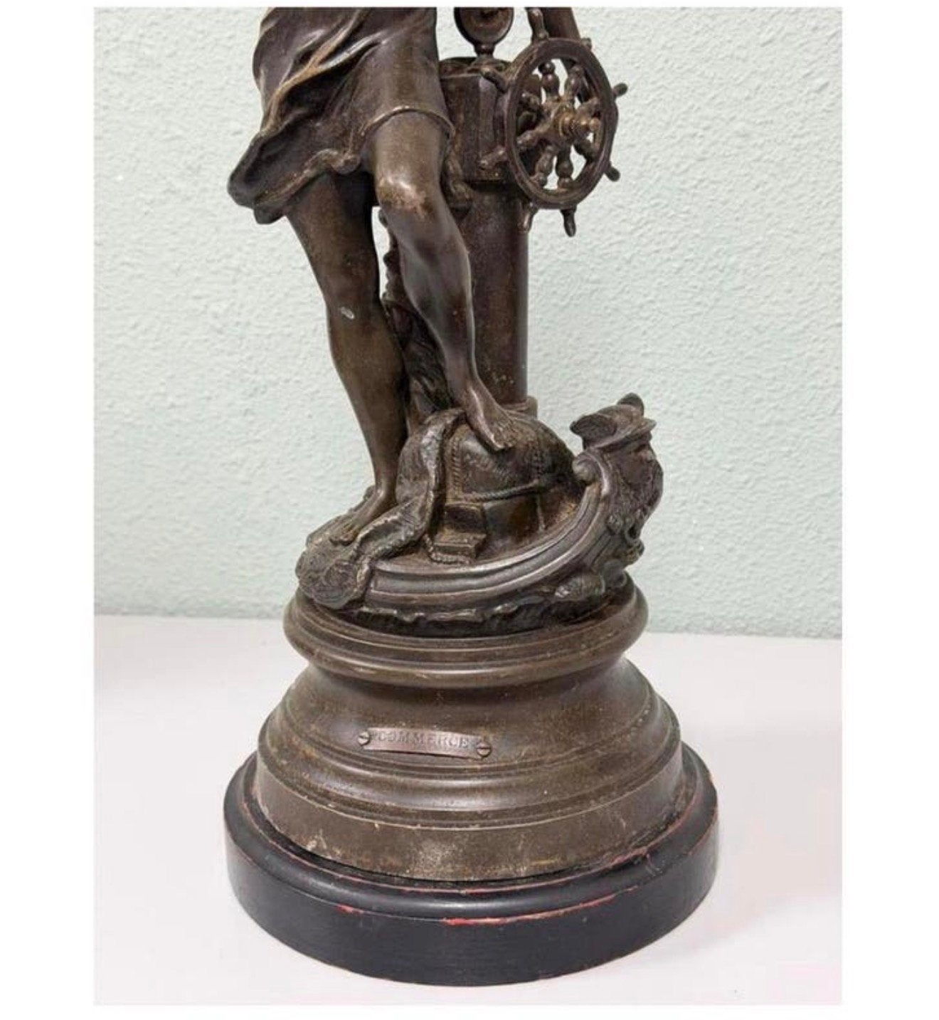 Zeldzaam antiek beeld “Commerce” Charles Octave Levy 1820-99, Gemerkt, Beeld, Bruin, 50 - 100 cm