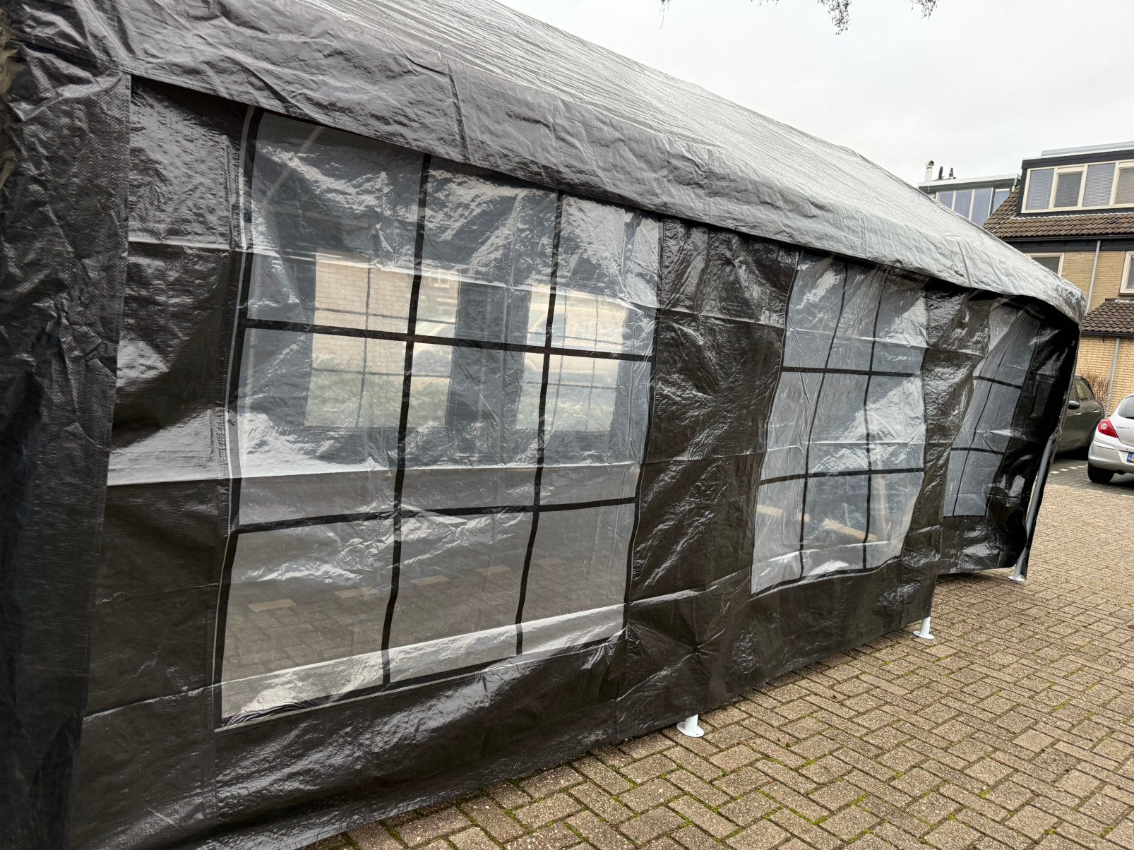 Partytent 6 x 4 zwart compleet, Tuin en Terras, Partytenten, Ophalen, Partytent, 2 meter of meer, Zo goed als nieuw