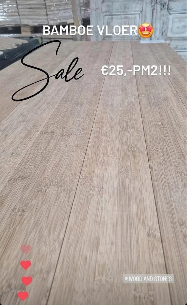 BAMBOE VLOERDELEN VLOER superhard! AANBIEDING! €25,-pm2, Ophalen of Verzenden, Nieuw, 75 m² of meer, Parket