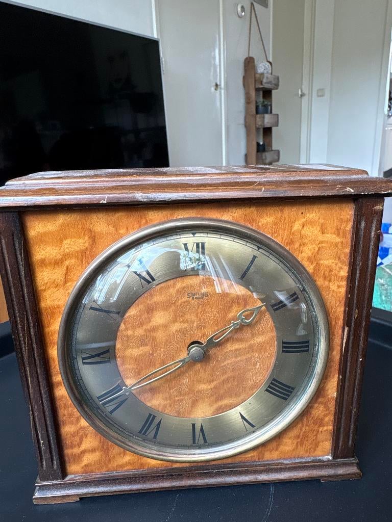 Vintage Smiths & Sons Schouwklok - Hout en Messing, Ophalen