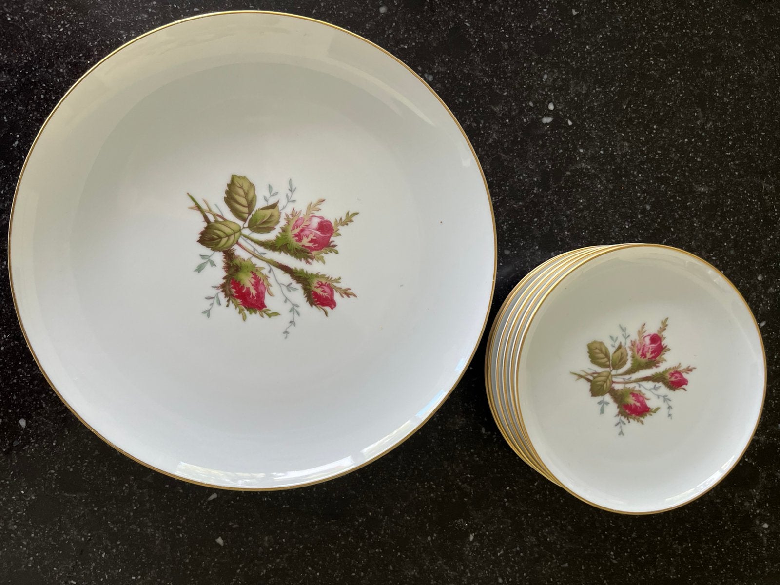 Classic Rose Collection: schaal en 6 bonbonschaaltjes, Ophalen of Verzenden