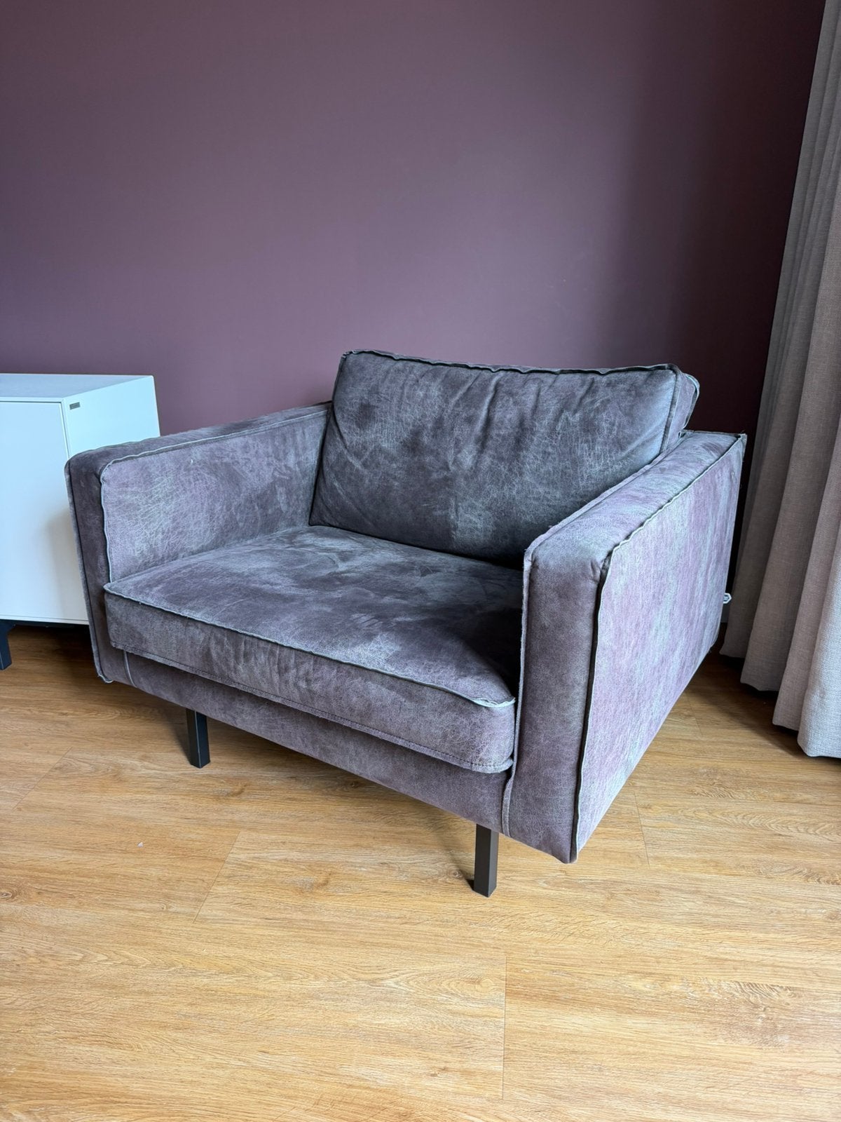 Fauteuil - love seat grijs, Huis en Inrichting, Fauteuils, Ophalen, Zo goed als nieuw, 75 tot 100 cm, 100 tot 125 cm