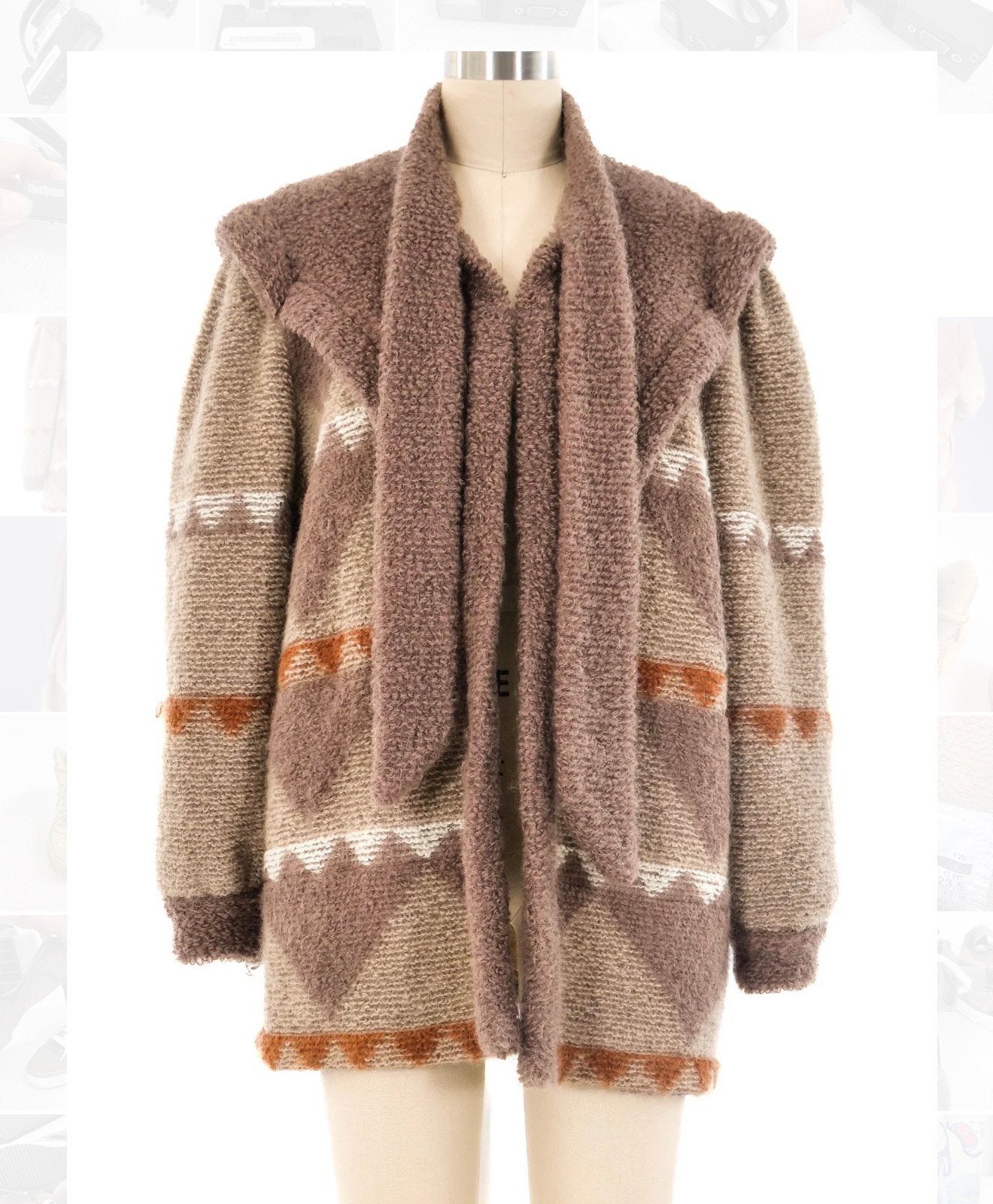 Escada Mohair Jacket vintage trendy Coat CARDIGAN western, Bruin, Maat 42/44 (L), Ophalen of Verzenden, Zo goed als nieuw