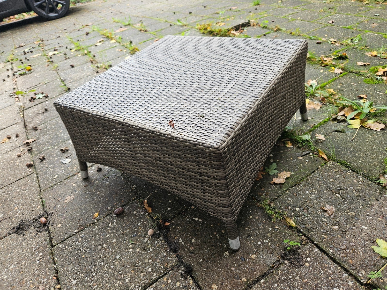 Wicker tafel / voetenbank voor buiten, Ophalen, Gebruikt, Vierkant, Wicker