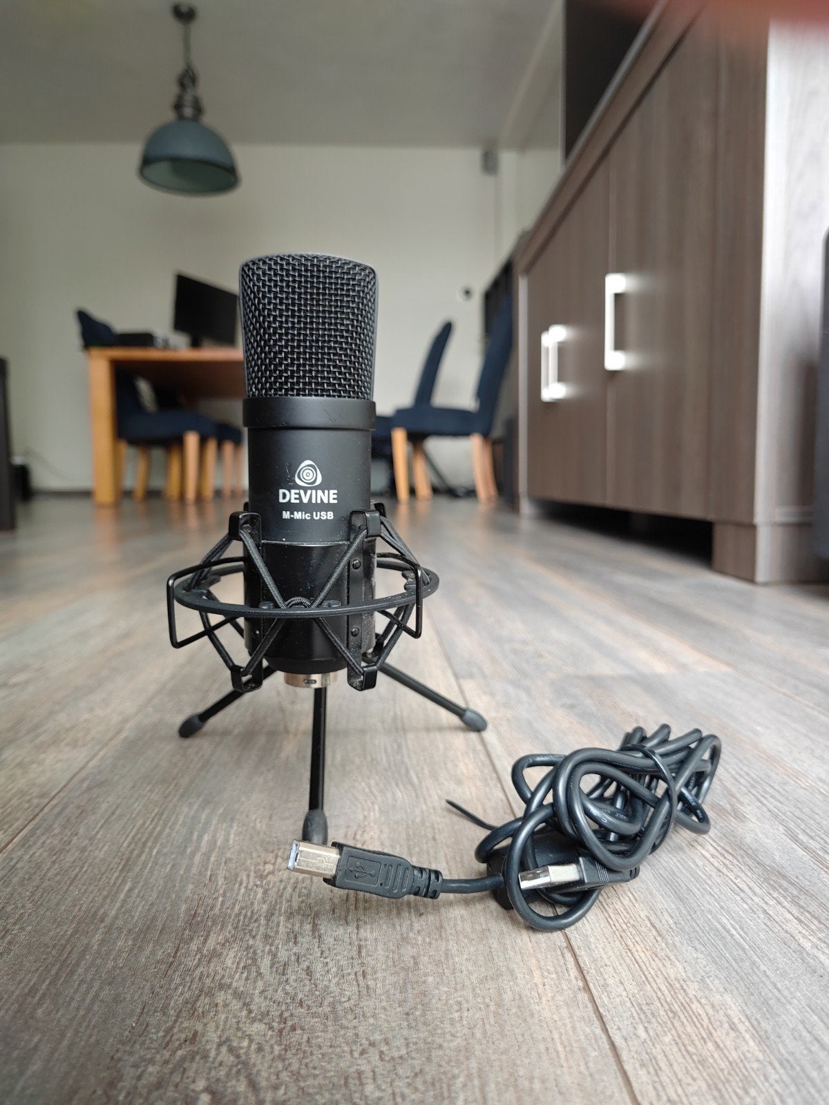 Devine M-Mic USB condensatormicrofoon – met shockmount, Ophalen of Verzenden, Zo goed als nieuw, Studiomicrofoon