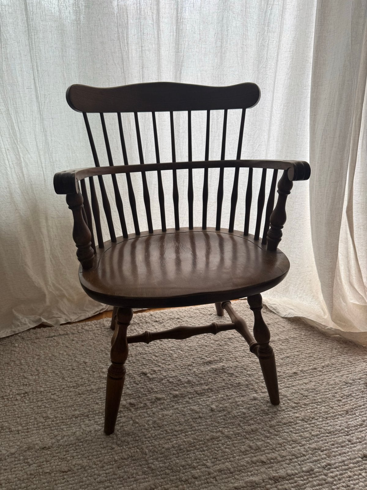 Antieke houten Windsor stoel met spijlenrug, Ophalen of Verzenden