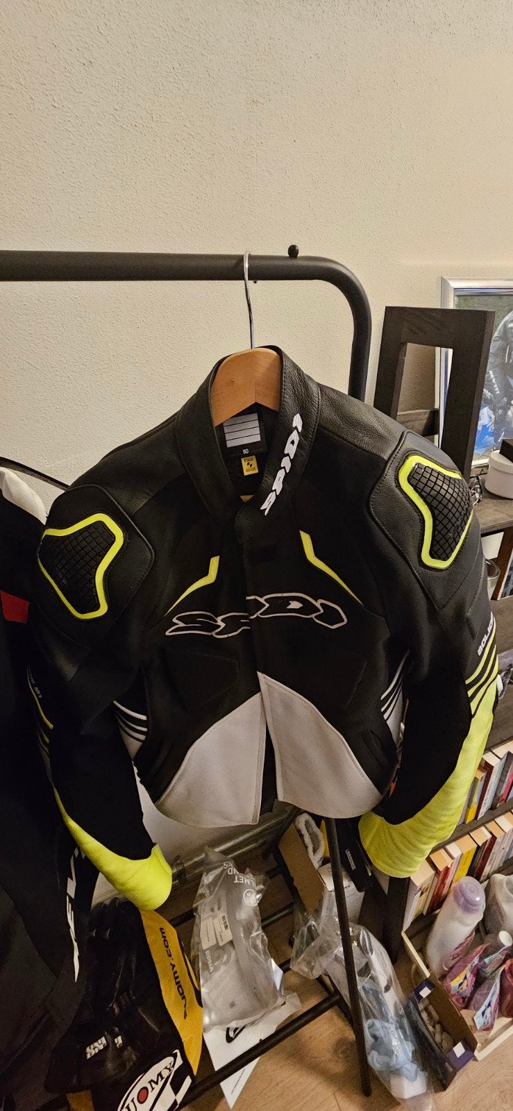 Spidi leren motorjas - Zwart/Geel - Maat 50, Motoren, Ophalen, Heren, Jas | leer, Spidi