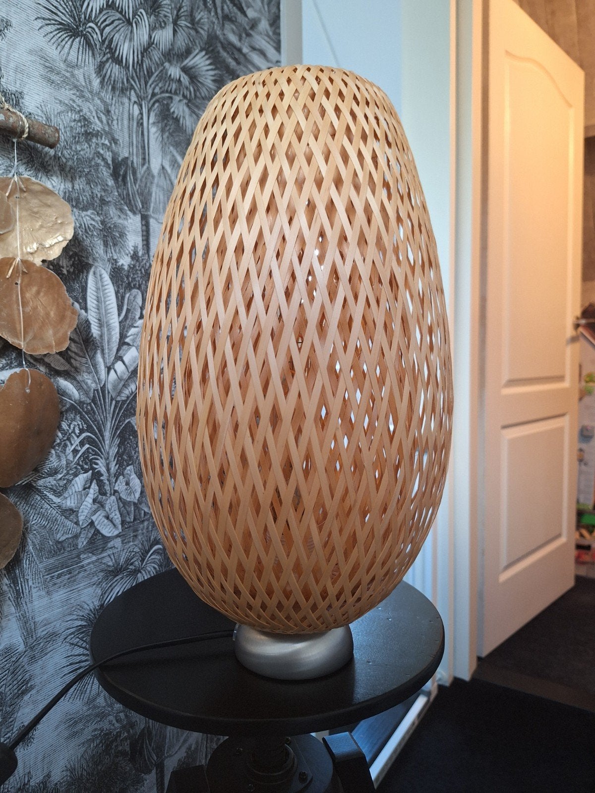 ikea tafel lamp BÖJA, Huis en Inrichting, Ophalen, Natuurlijk materiaal, Zo goed als nieuw, Schemerlamp