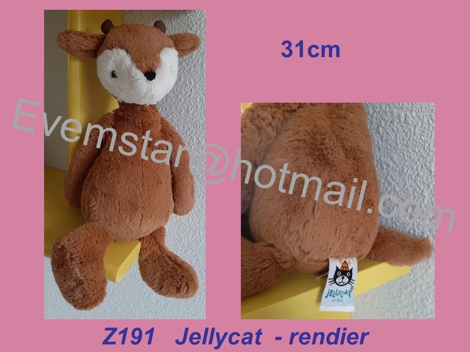 Z191 Rendier Jellycat (31 cm), Ophalen, Zo goed als nieuw, Overige typen, Jellycat
