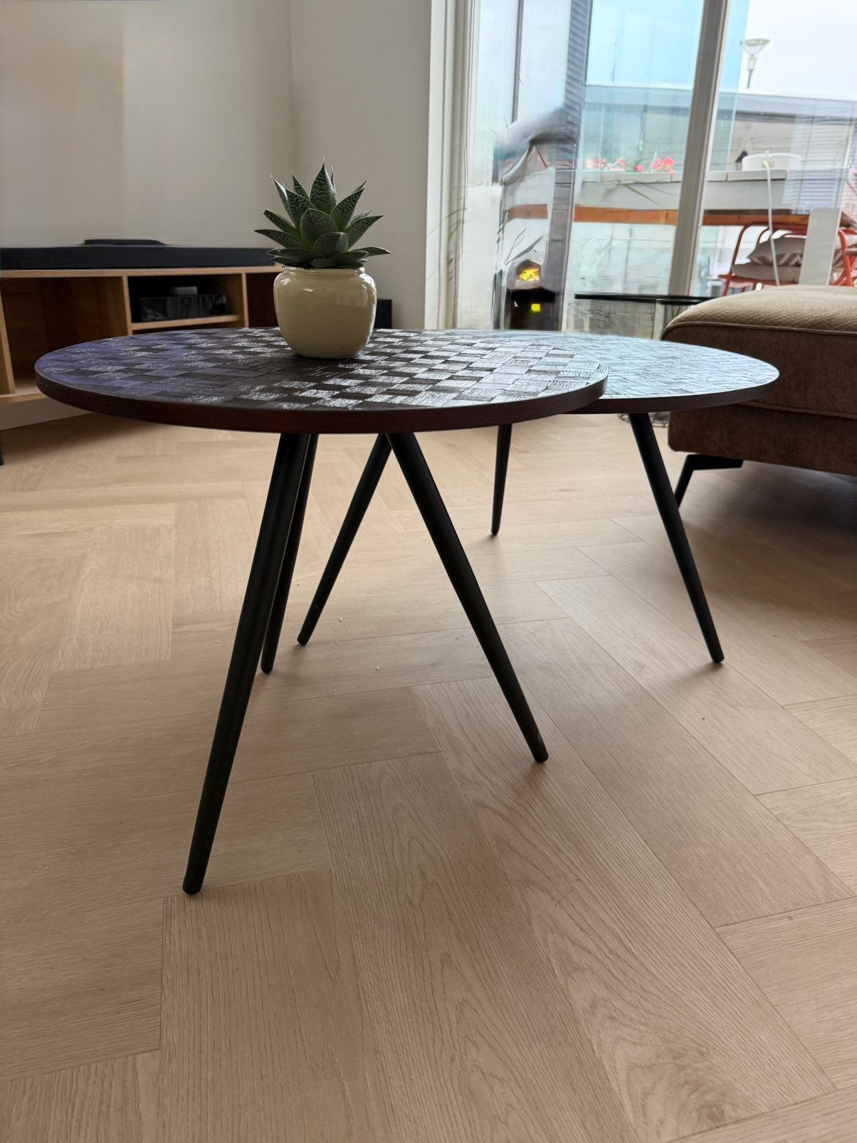 Salontafeltjes, Huis en Inrichting, Tafels | Salontafels, Ophalen, Zo goed als nieuw, Rond, 50 tot 100 cm