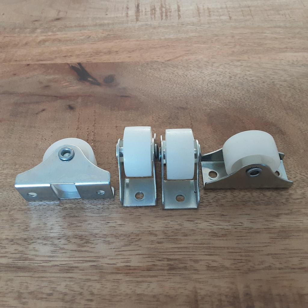 NIEUW, 4 MEUBELWIELTJES ,WIT,42 MM LANG, MET SCHROEVEN!, Doe-het-zelf en Verbouw, Ophalen of Verzenden, Nieuw