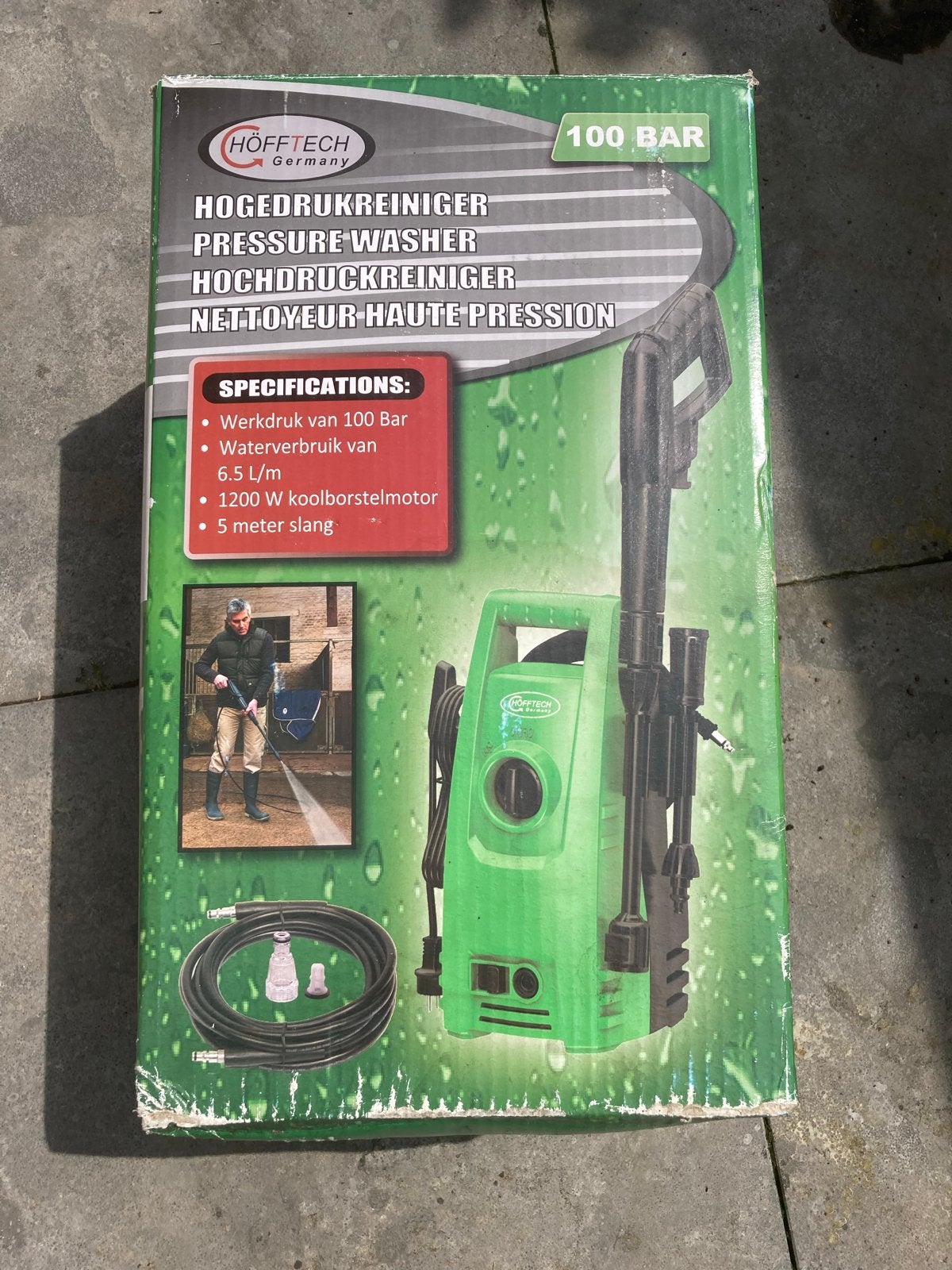 Höfftech Hogedrukreiniger 100 BAR - Nieuw in doos, Ophalen of Verzenden, Nieuw, Elektrisch