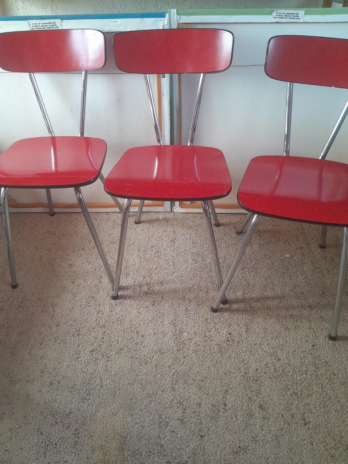 Keukenstoel Retro rood jaren 60 /70  formica en chro, Ophalen
