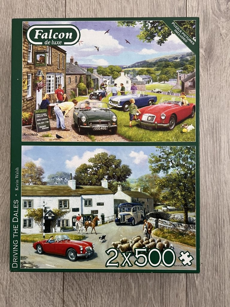 Falcon puzzel - Driving the Dales - 2x 500 stukjes -, Ophalen of Verzenden, 500 t/m 1500 stukjes, Gebruikt, Legpuzzel