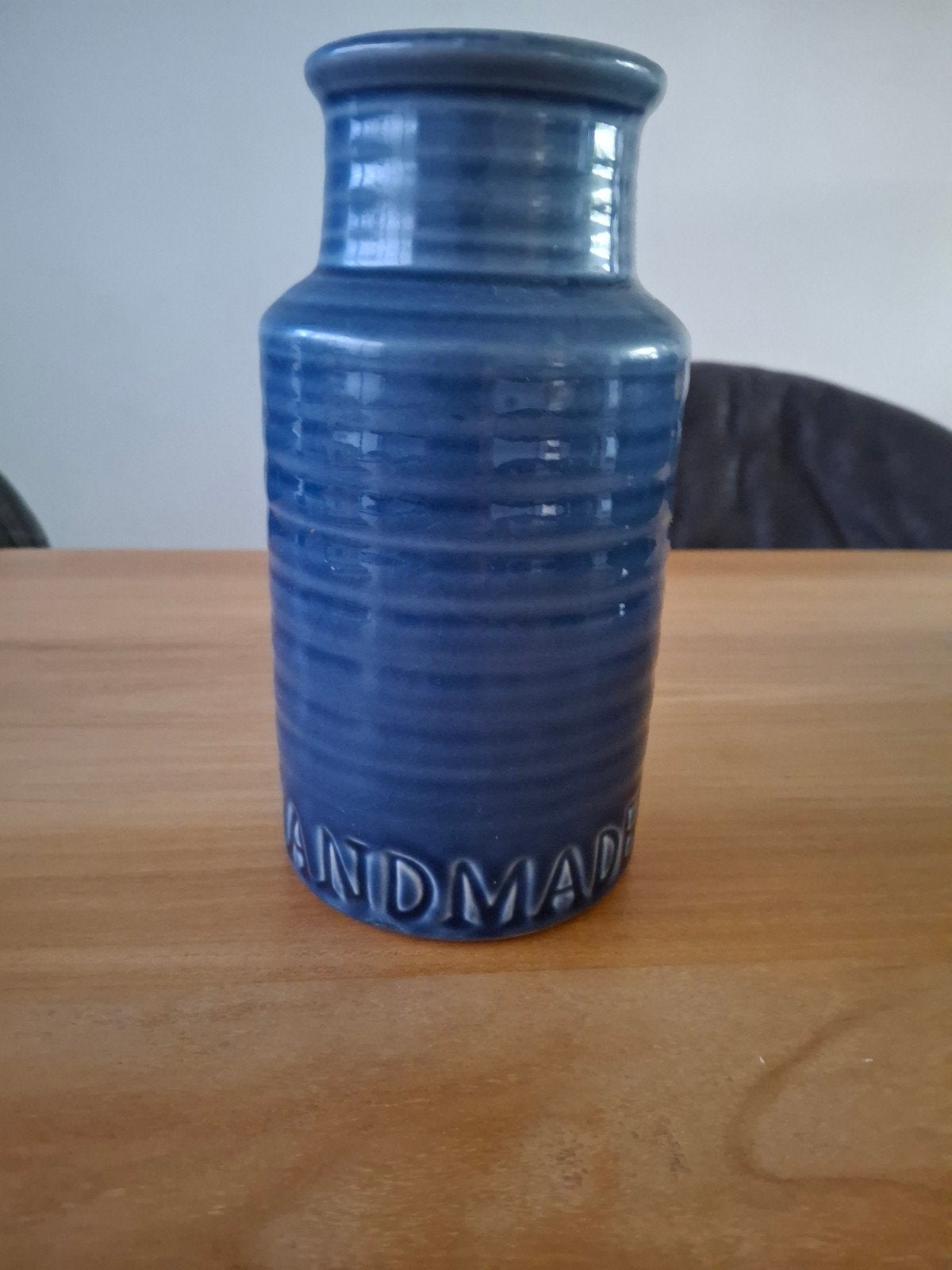 Blauwe Keramische Vaas - 21 cm hoog, Ophalen of Verzenden
