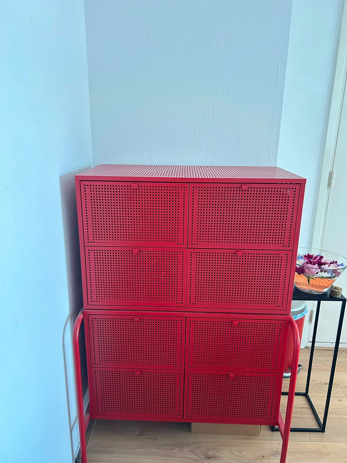 Rode metalen Ikea Nikkeby kast, Ophalen, Zo goed als nieuw, 25 tot 50 cm, 50 tot 100 cm