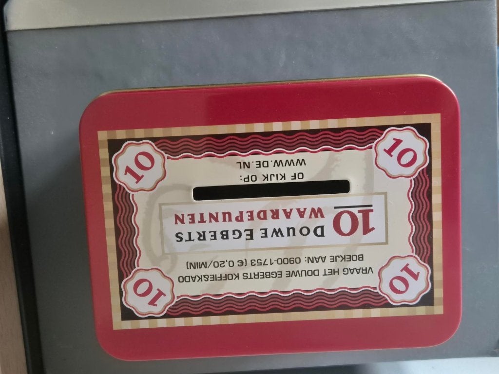 Blikje Douwe Egberts waardepunten 7 x 12,5 x 9 cm, Verzenden, Nieuw, Overige, Douwe Egberts