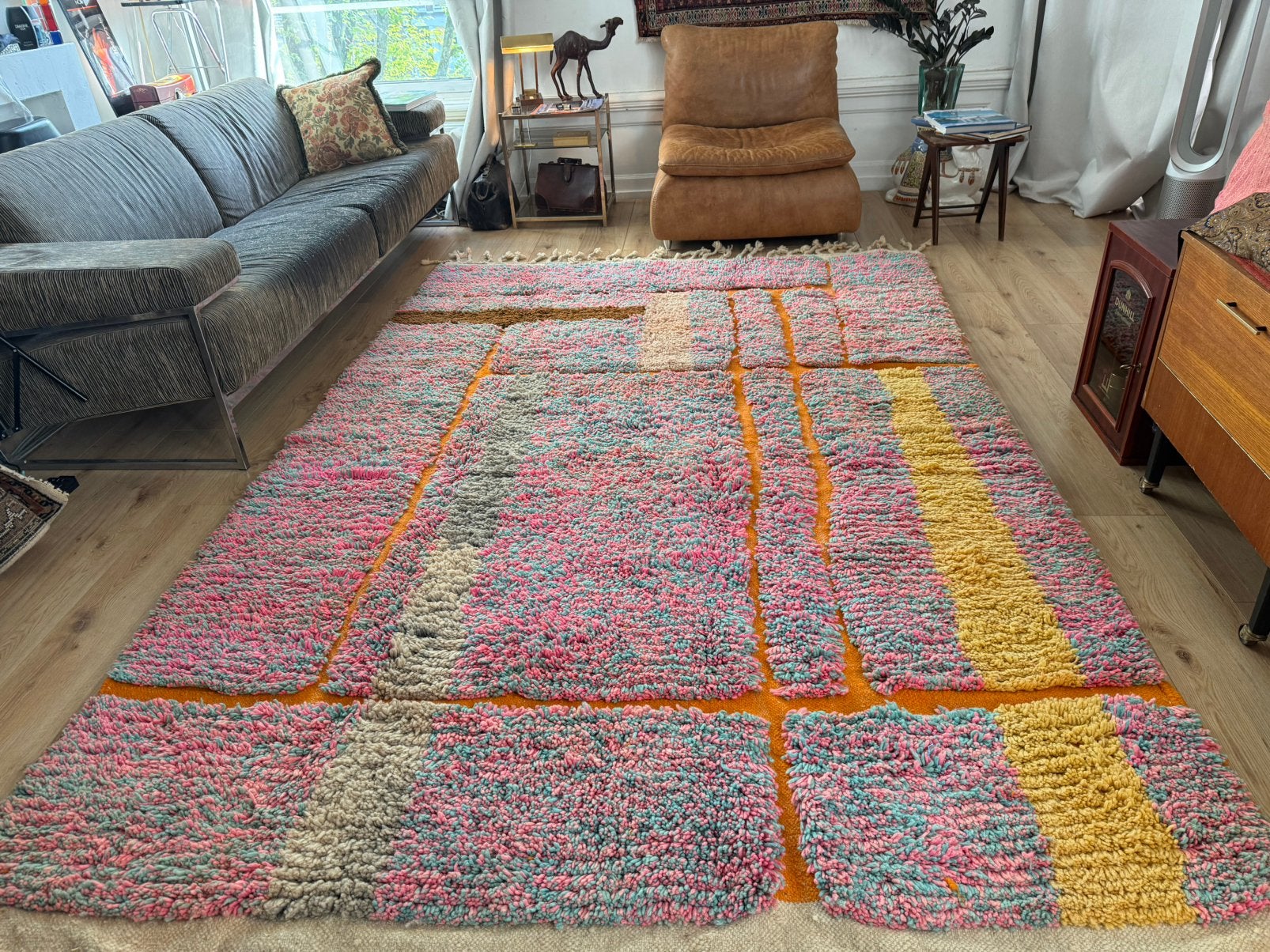 Handgeknoopt Marokkaans Boucherouite tapijt 304 x 193 cm, 1053ML, Amsterdam, Info@bababoho.com, 150 tot 200 cm, 200 cm of meer