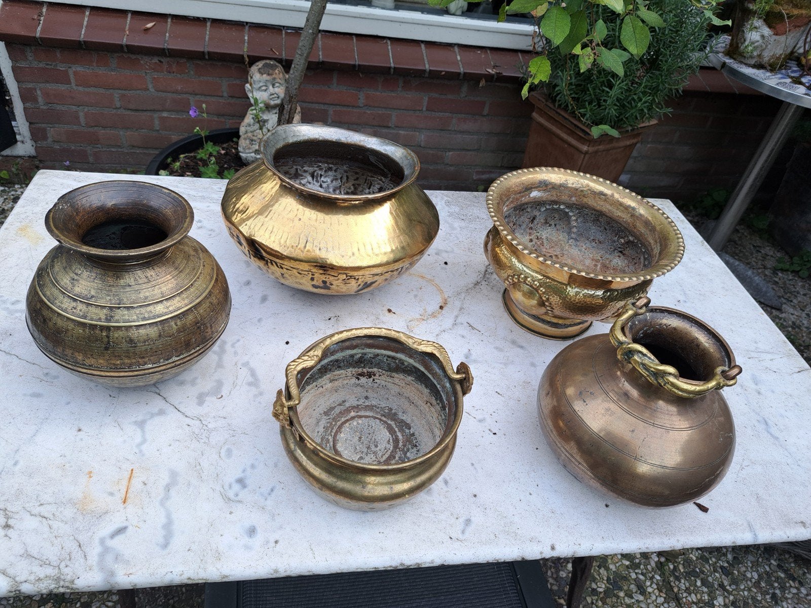 5 oude koperen  potten, Ophalen of Verzenden