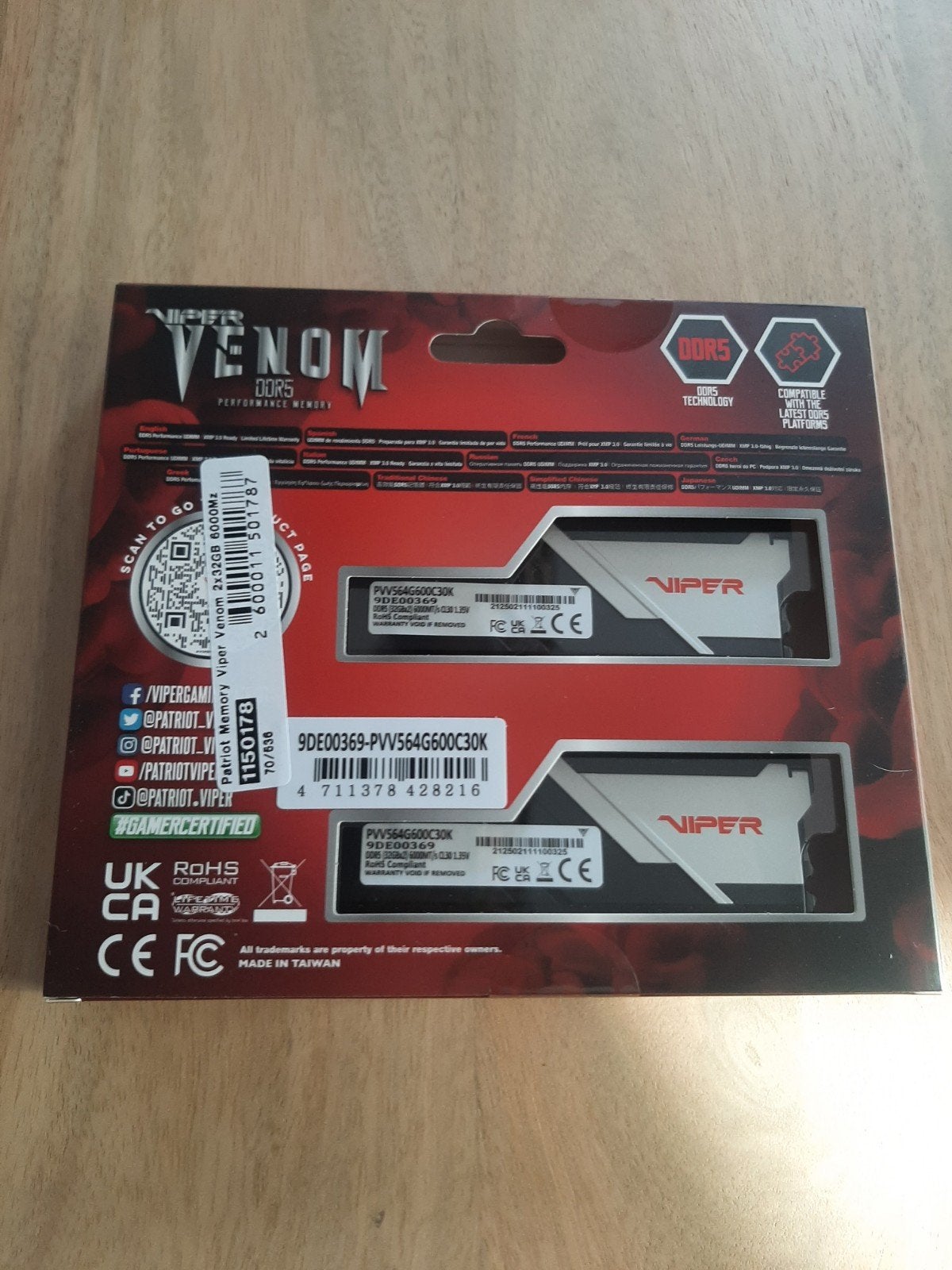 Patriot Viper Venom 64GB (2x32GB) DDR5 6000MHz CL30 – RAM, Ophalen, Nieuw, Desktop, DDR5
