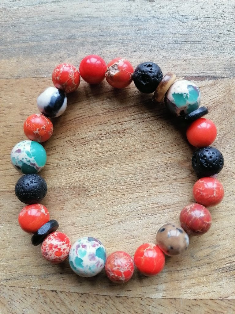 Nieuwe zelfgemaakte armband met natuurstenen kralen, Overige materialen, Overige kleuren, Nieuw, Ophalen of Verzenden