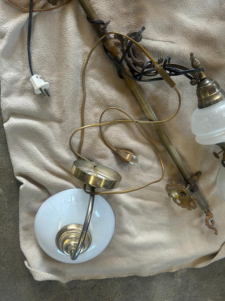 Vintage Messing koper hang en wandlampen, Ophalen, Gebruikt