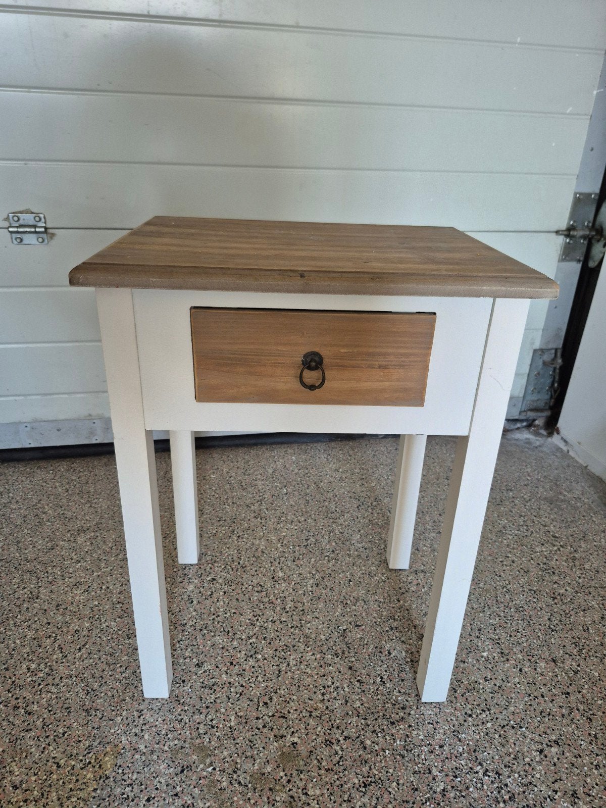 Houten bijzettafel met lade - landelijke stijl, Minder dan 55 cm, Gebruikt, Landelijke stijl, Rechthoekig