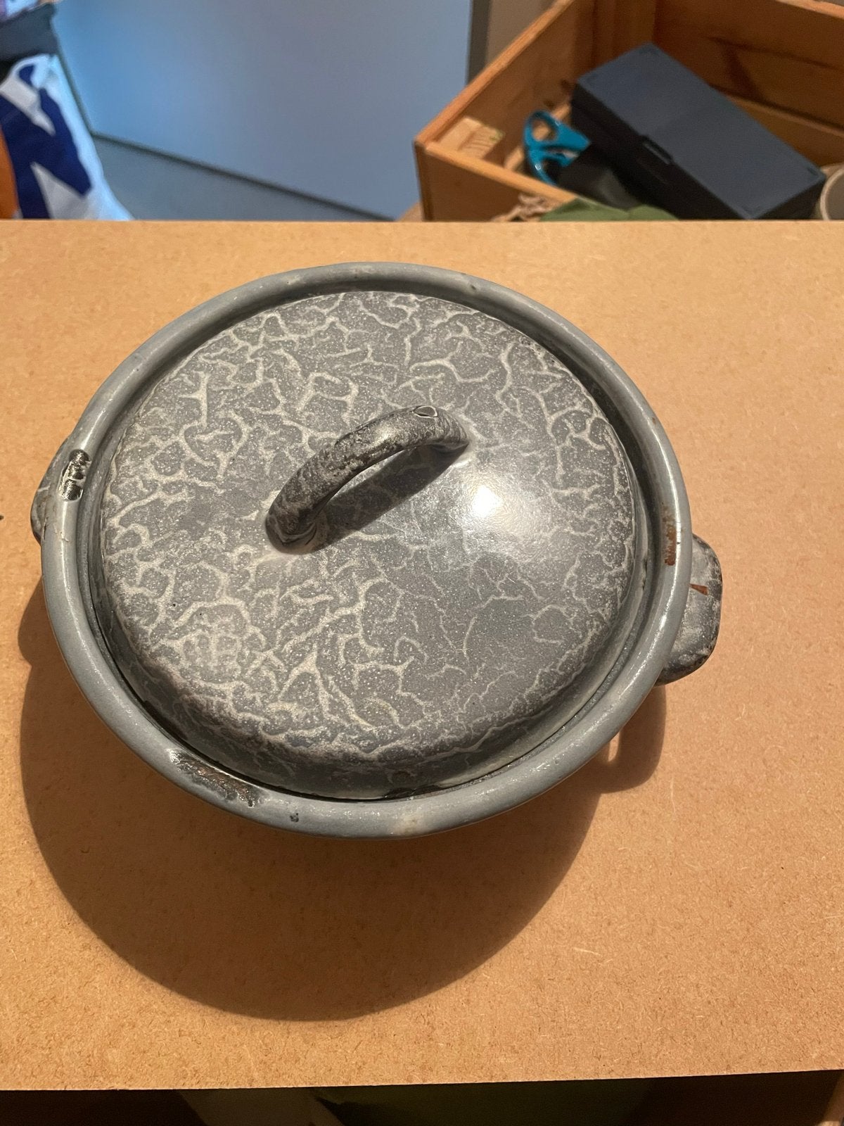 Vintage geëmailleerde pan met deksel, Ophalen of Verzenden