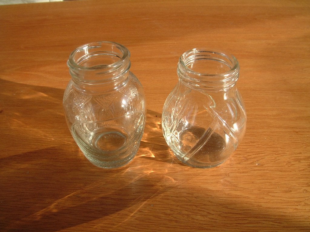 2 gave oude antieke glas potten, Ophalen of Verzenden, Gebruikt