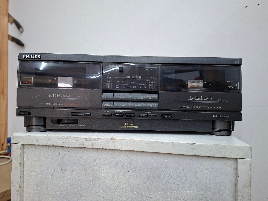 uitstekende goede dubbele cassettedeck van Philips, Ophalen of Verzenden, Dubbel, Philips, Tiptoetsen