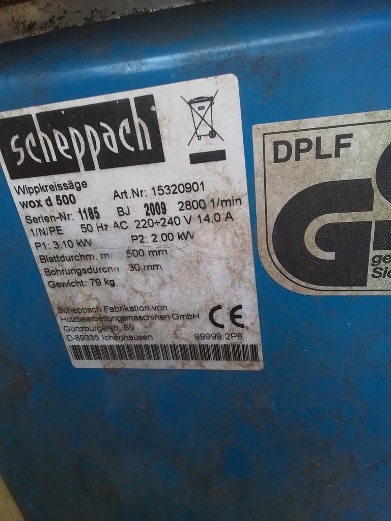 Scheppach Wipzaag WOX d 500 - 220V, Gebruikt, Overige typen, Ophalen of Verzenden, 1200 watt of meer