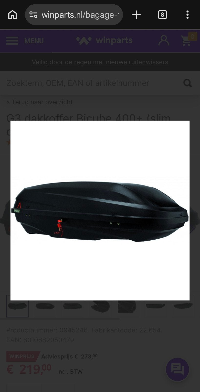 G3 Bicube 400+ Zwarte Dakkoffer - 360 Liter Inhoud, Auto diversen, Dakkoffers, Ophalen, Gebruikt