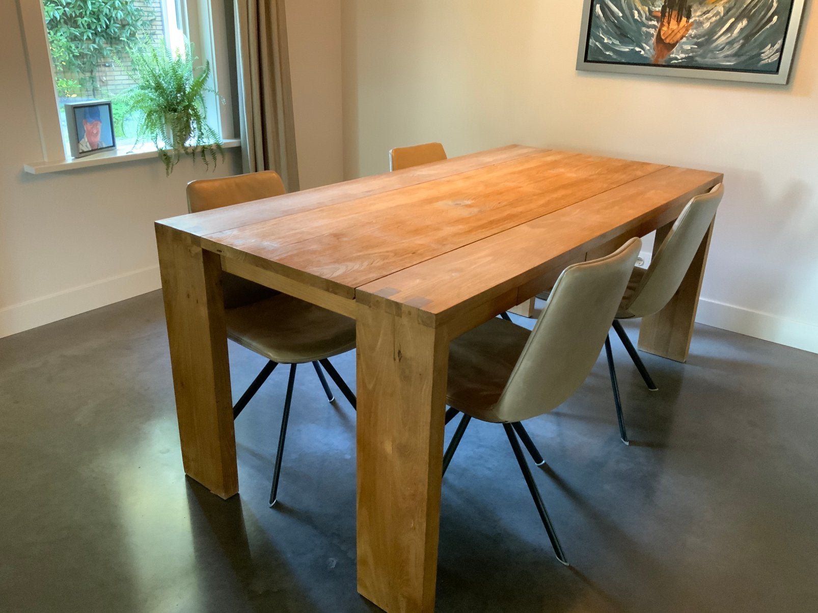 Teakhouten eettafel, Ophalen, 50 tot 100 cm, Zo goed als nieuw, 150 tot 200 cm