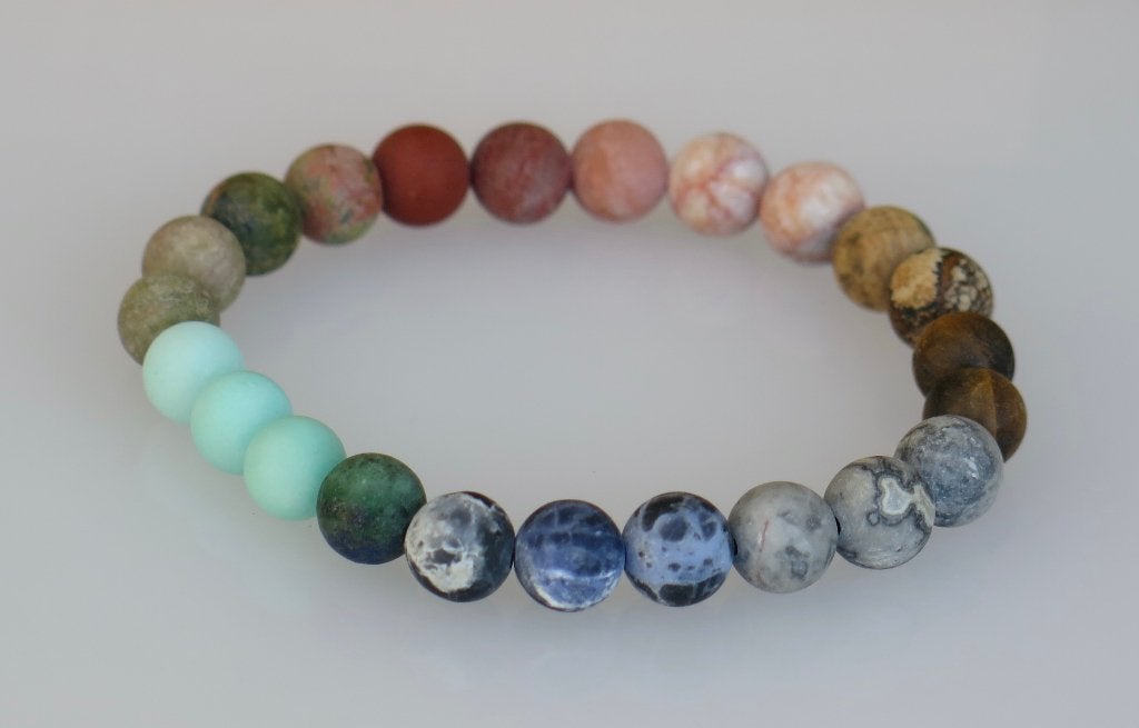 Prachtige matte Multi Stone armband 2, Overige kleuren, Verzenden, Nieuw, Elastiek