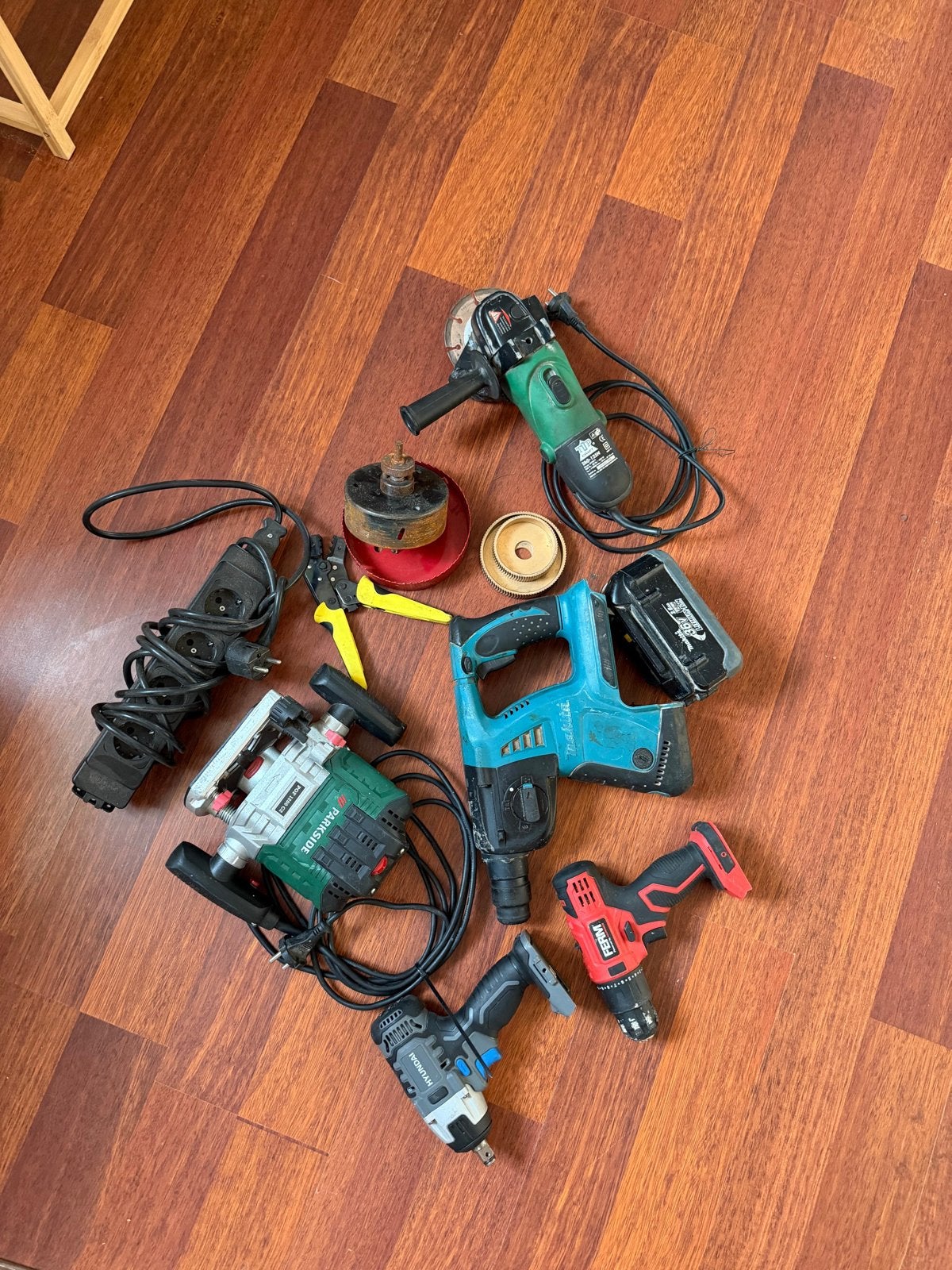 Gereedschapspakket: Makita, Ferm, Parkside, Hyundai, Ophalen of Verzenden, Gebruikt, Accuboormachine, Makita
