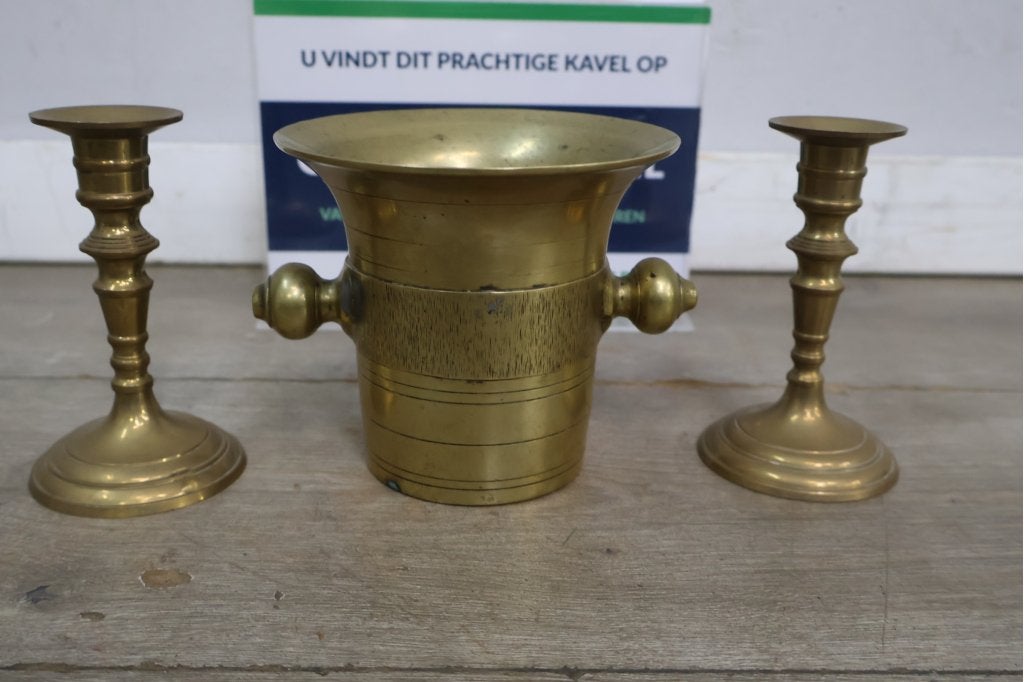 Set koperen kandelaars en wijnkoeler, Ophalen of Verzenden