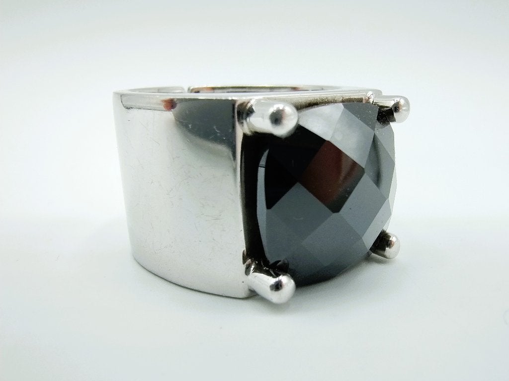 Zware zilveren ring met onyx, EDEN, 20 mm,, Gebruikt, Verzenden, Zilverwebsite.nl, Dame of Heer