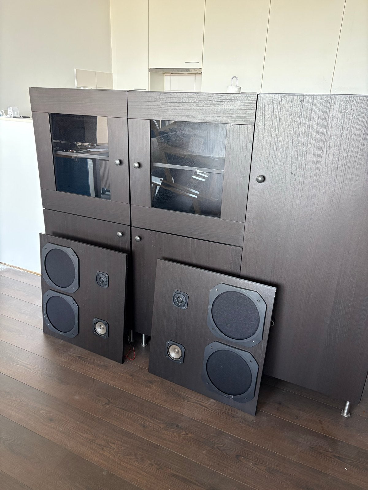 3 Ikea Besta kasten met extra (speaker-)deuren, Ophalen of Verzenden, Gebruikt