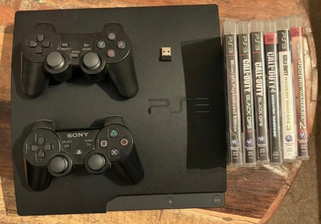PlayStation 3 Slim 120GB + controller, kabels en 6 games, Ophalen, Met games, Zo goed als nieuw, 120 GB