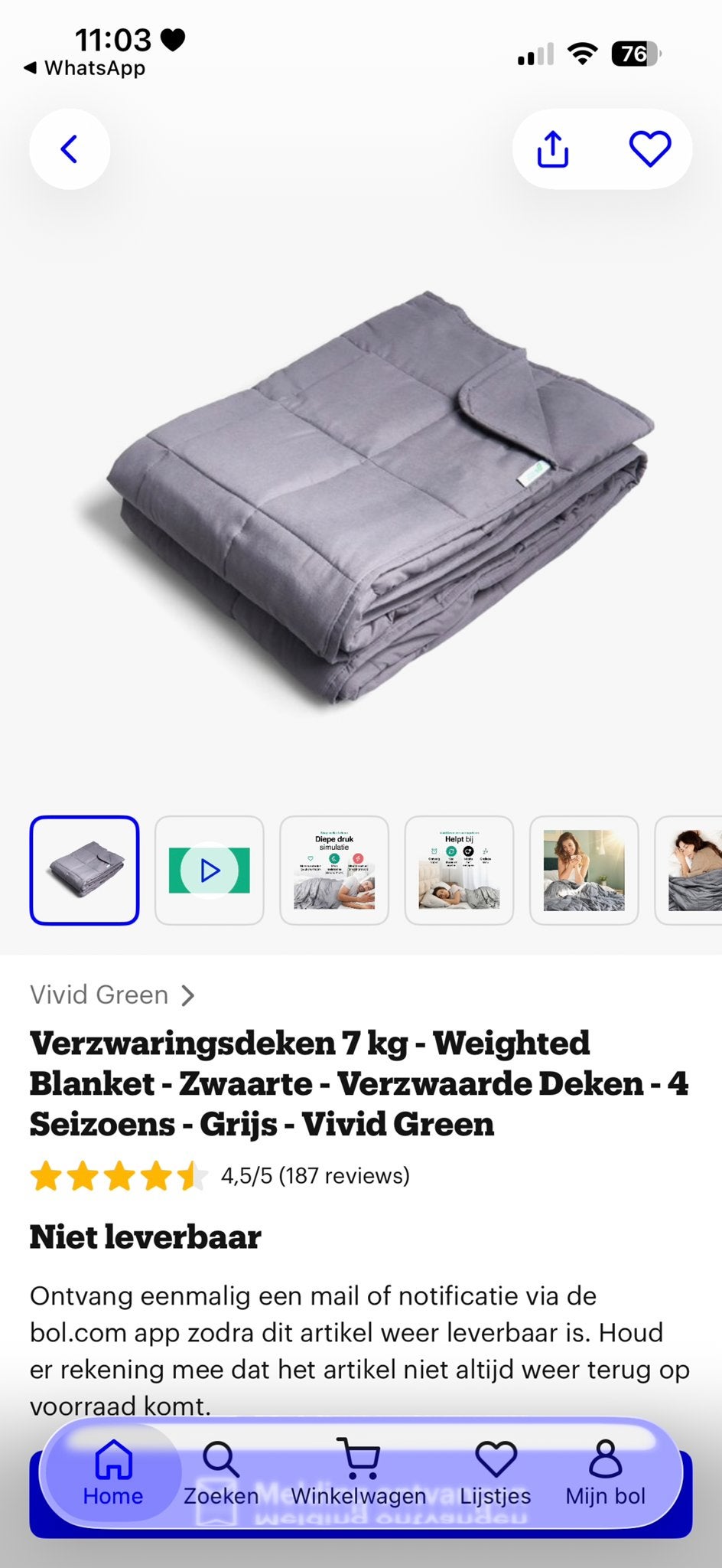 Vivid Green Verzwaringsdeken 7 kg - 200 x 150 cm, Eenpersoons, Ademend, Ophalen of Verzenden, Overige merken