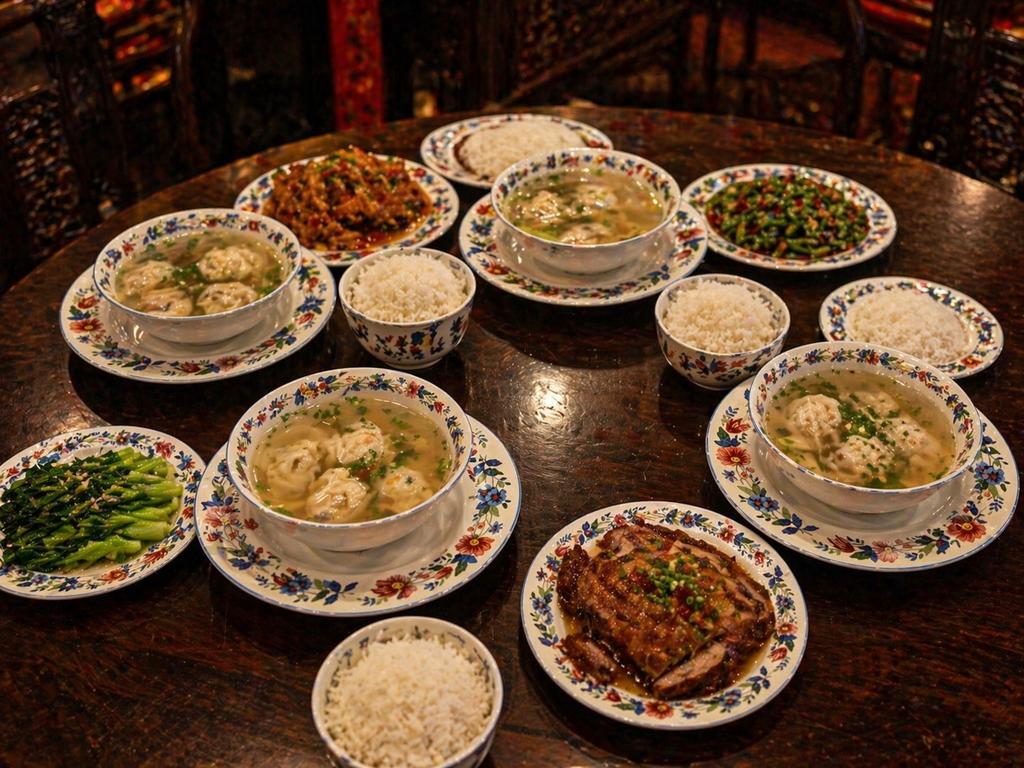Servies bloemenmotief 6 kommen 4 Borden made in China