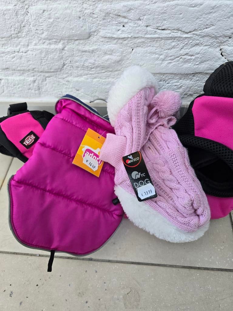 Set voor hond – draagtas + kleding (roze) – zeer goede staat, Ophalen of Verzenden, Nieuw