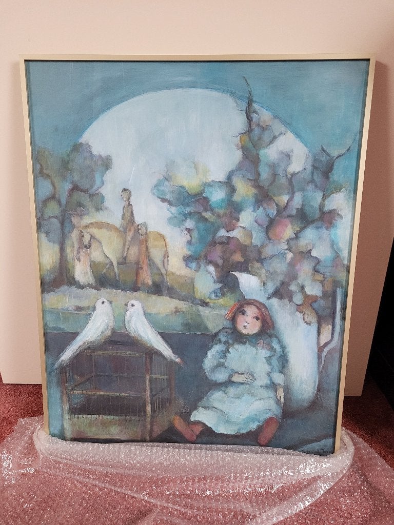 Jan de Jong - Stil leven met pop, Ophalen, Origineel werk, Acrylverf, Papier