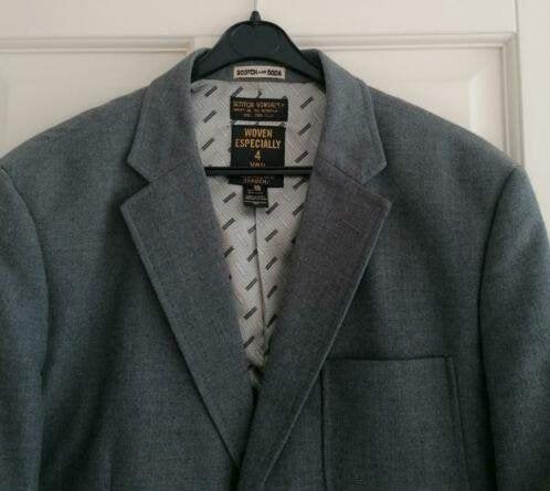 Scotch & Soda grijs wollen colbert iets casual mt 52 37529, Maat 52/54 (L), ., Scotch & Soda, Ophalen of Verzenden