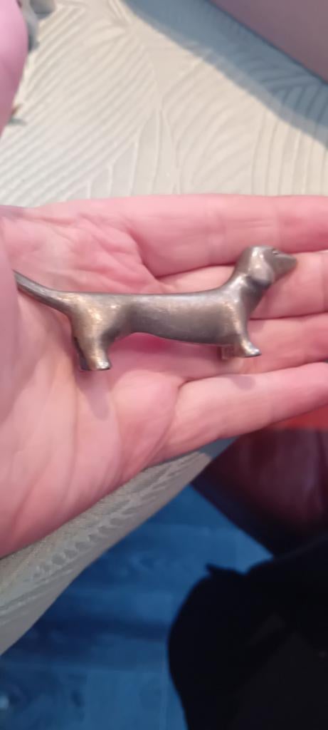 Metalen Teckel Beeldje - Vintage Decoratie vaste prijs, Ophalen of Verzenden