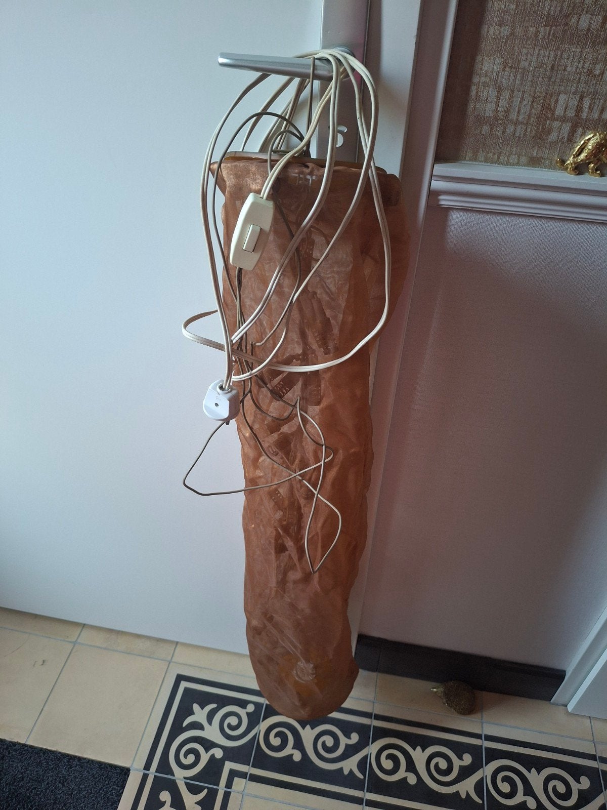 2 hanglampen in organza stof kleur roest, Ophalen