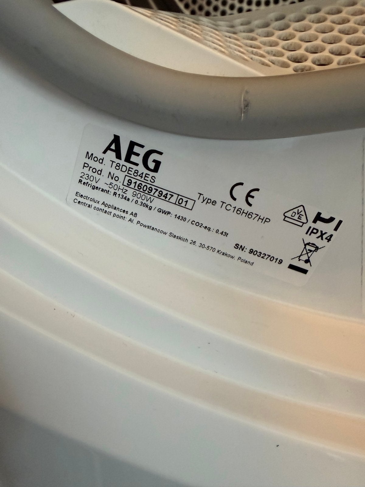 AEG T8DE84ES Warmtepompdroger uit 2019 - Binnenkort beschikb, Witgoed en Apparatuur, Wasdrogers, Ophalen, Gebruikt, Overige typen