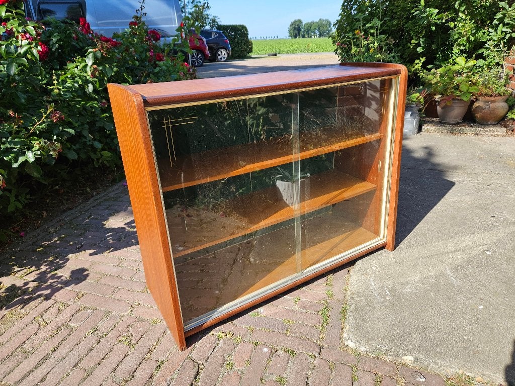 Vintage Wandkastje met Glazen Schuifdeuren, Ophalen